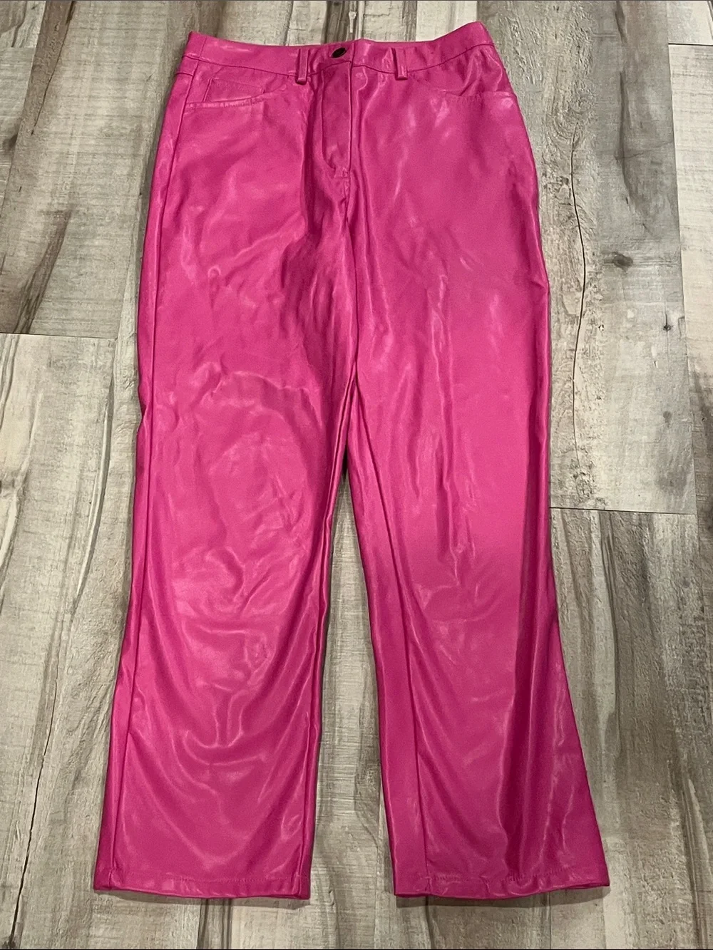 Fashion Nova Around Town Hot Pink Faux Vegan Leather Pants size medium